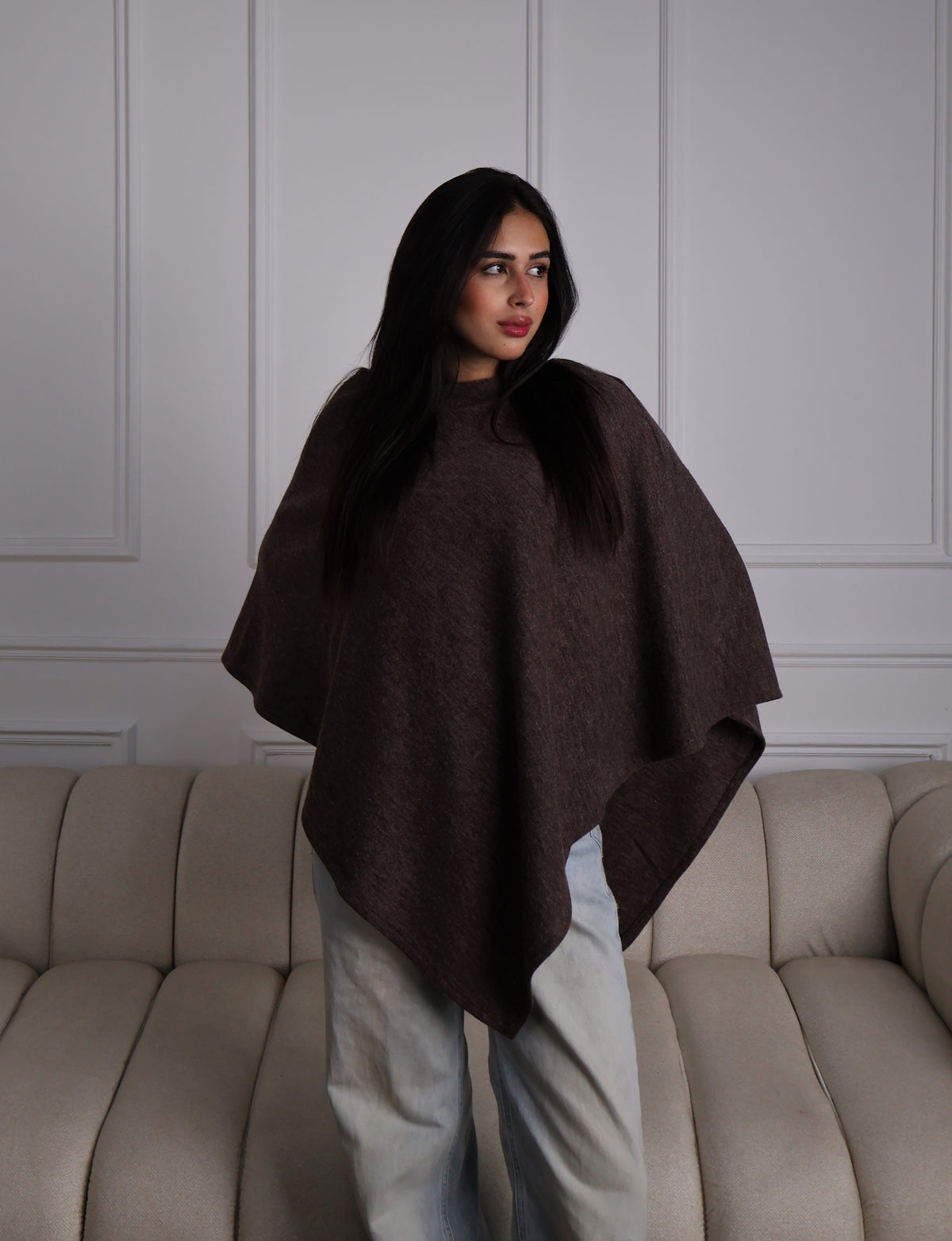 Aurora Cashmere Cape in Brown