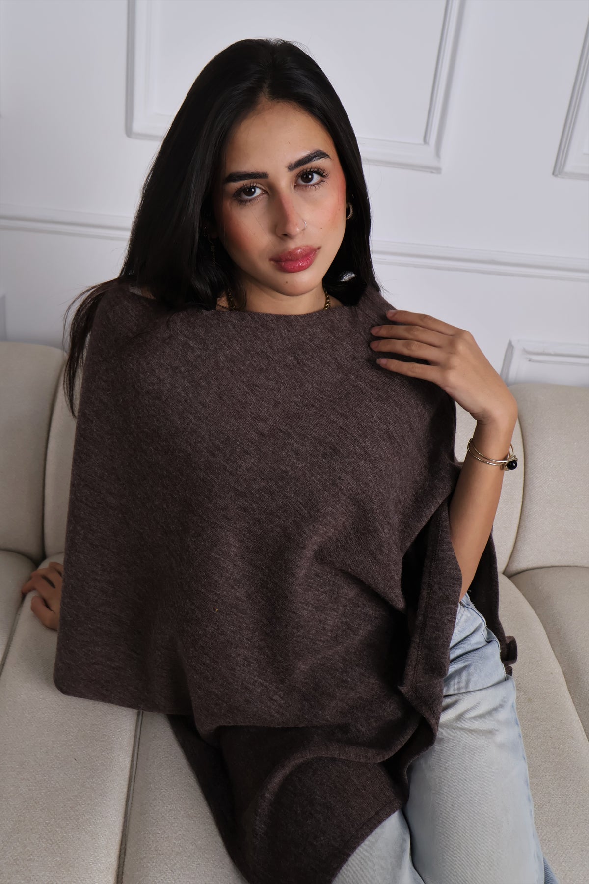Aurora Cashmere Cape in Brown