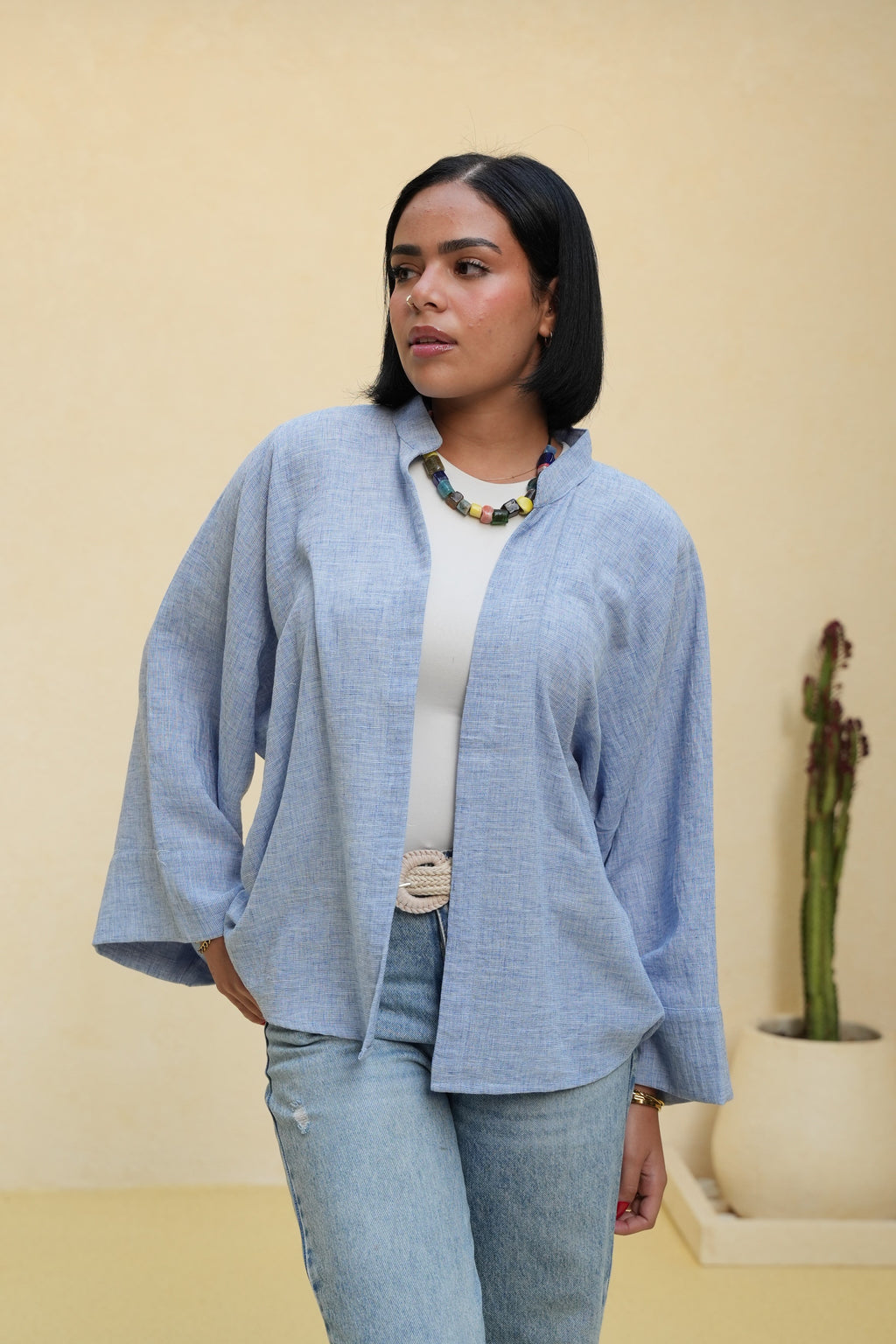 Linen Cardigan with Belt
