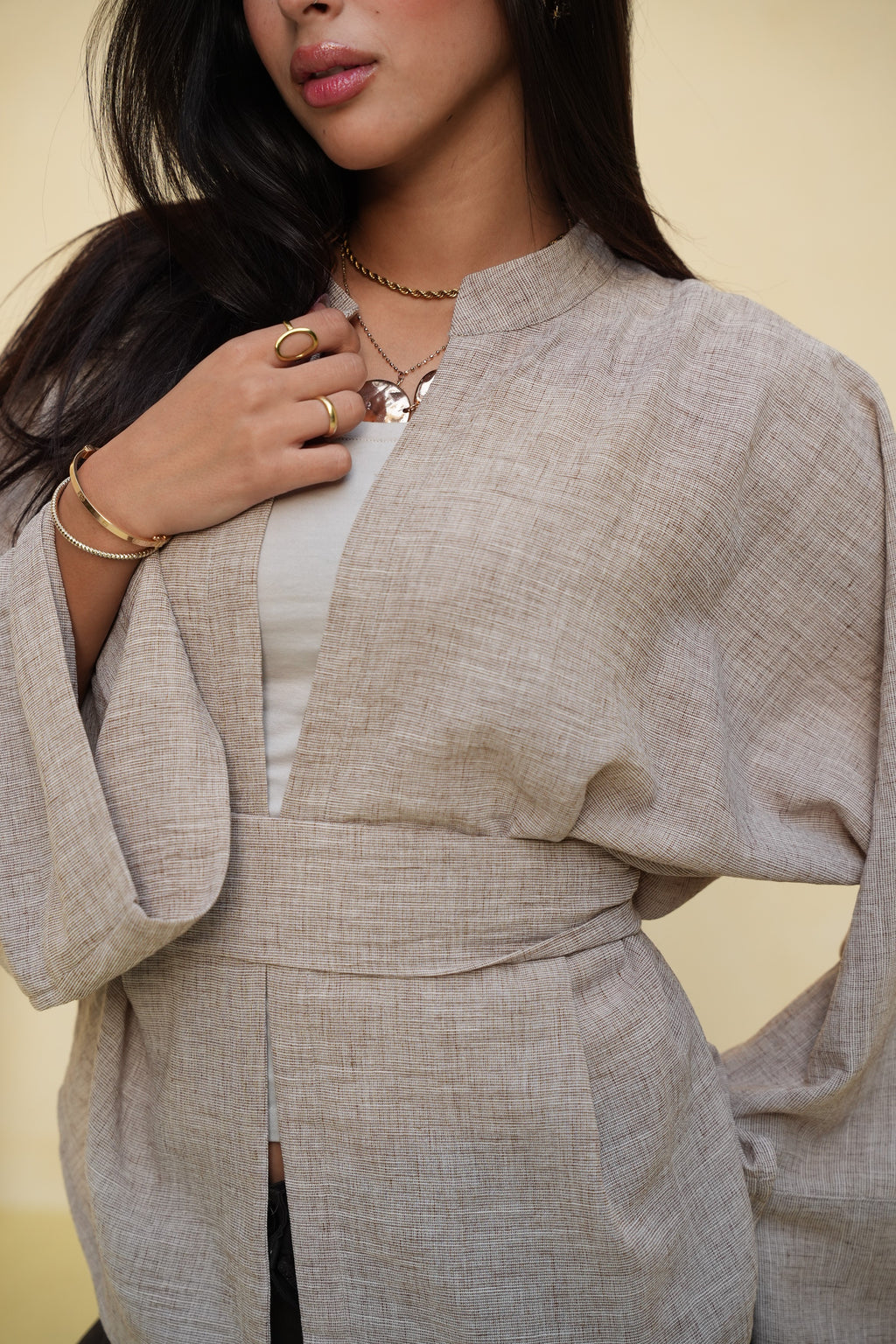 Linen Cardigan with Belt
