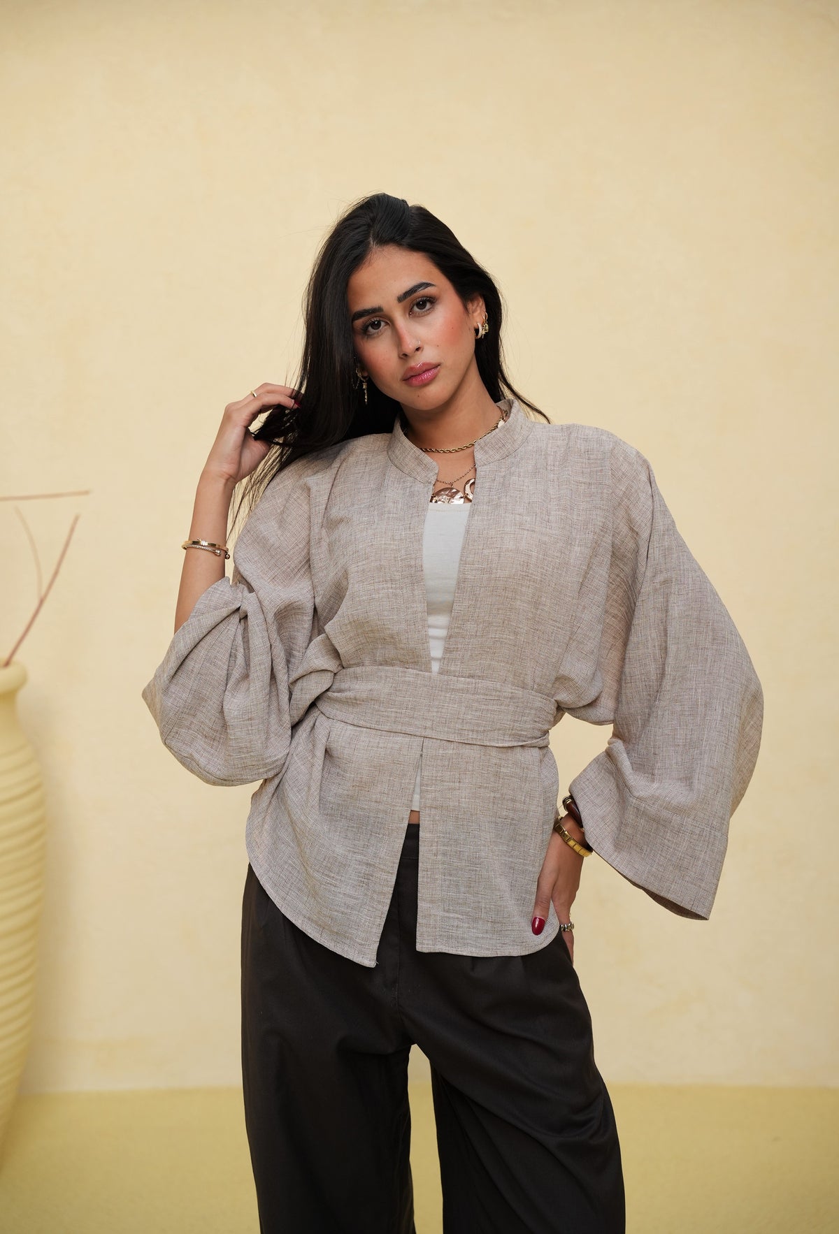 Linen Cardigan with Belt