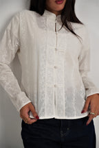 Embroidered Mandarin Shirt - Long Sleeve