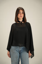 Luna Chiffon Poncho with Scarf Belt