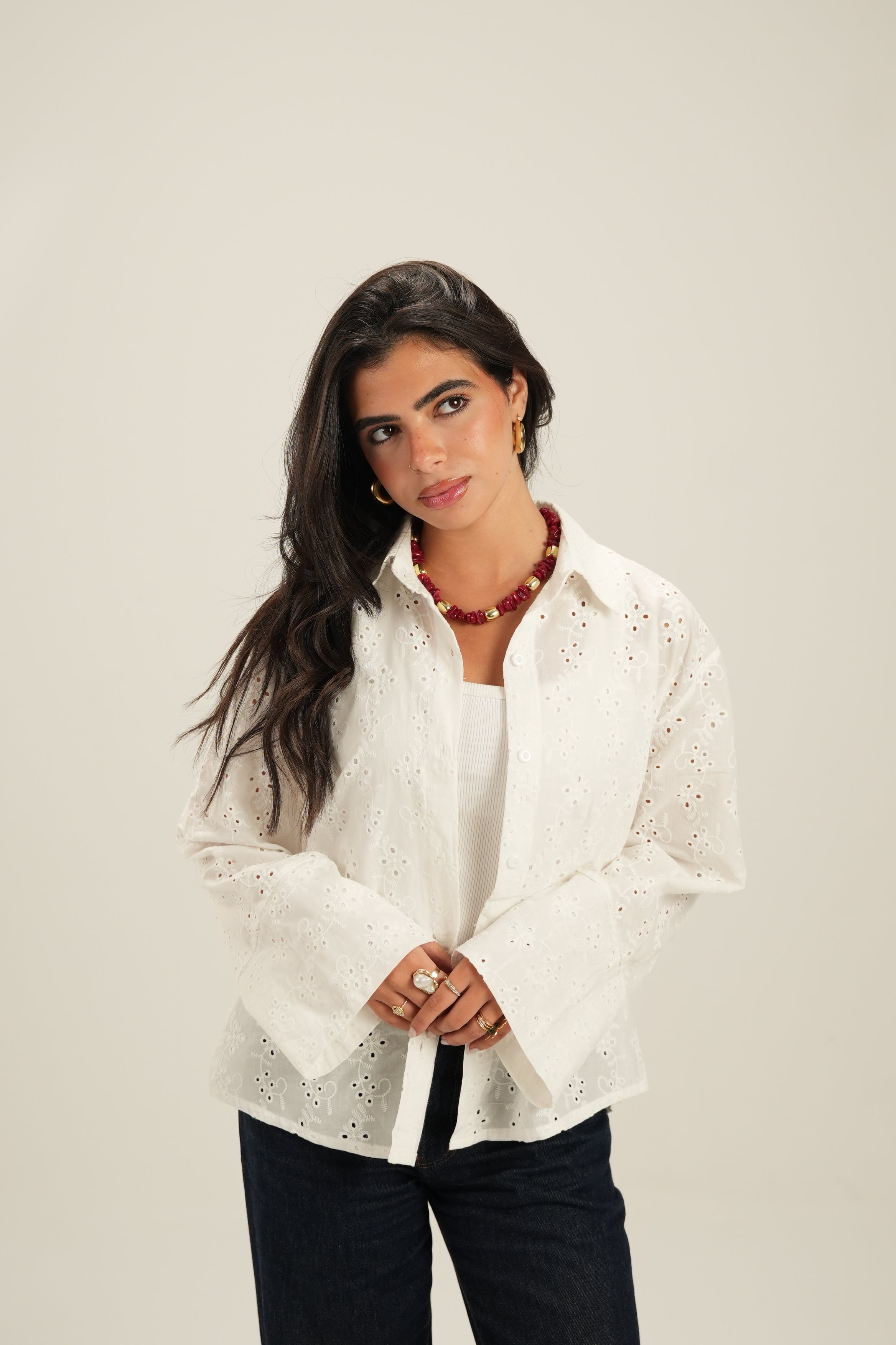 Everyday Embroidered Shirt - White