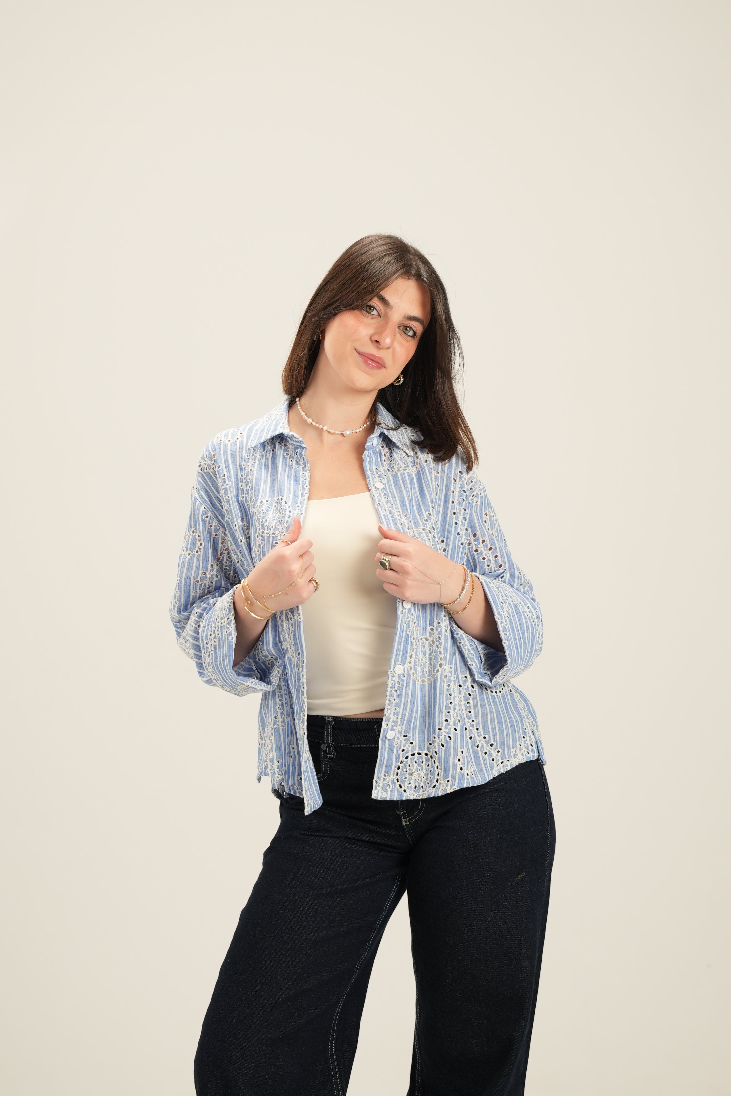 Everyday Embroidered Shirt - Blue