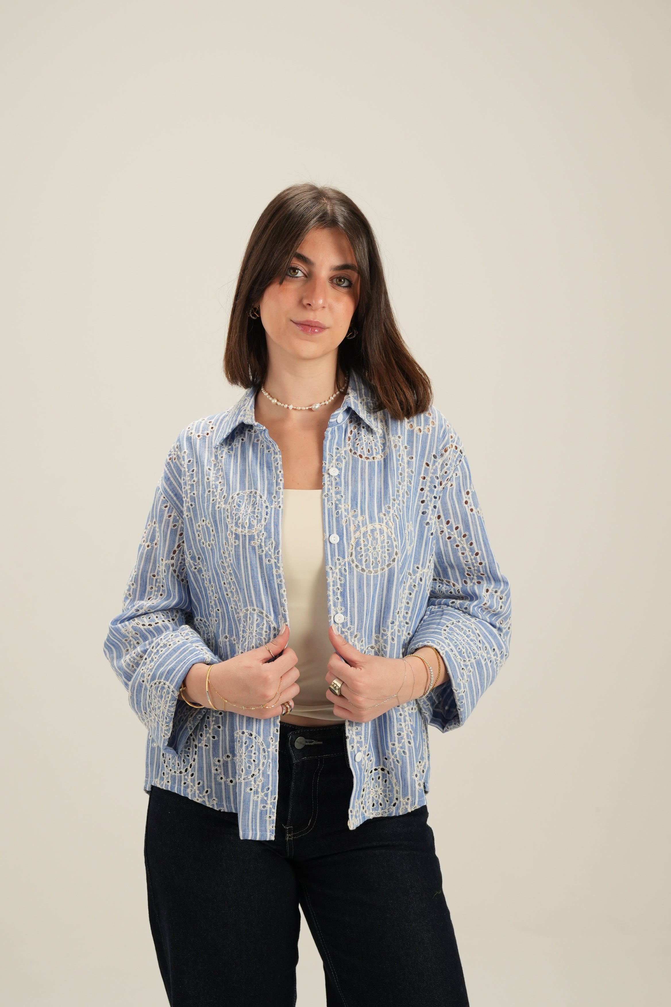 Everyday Embroidered Shirt - Blue