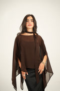 Luna Chiffon Poncho with Scarf Belt