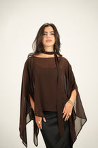 Luna Chiffon Poncho with Scarf Belt