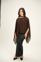 Luna Chiffon Poncho with Scarf Belt
