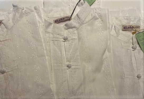 Embroidered Mandarin Shirt - Long Sleeve
