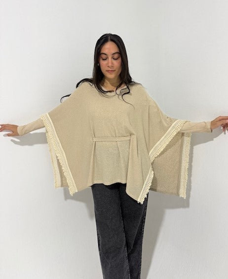 V-Haze Poncho With Fringes