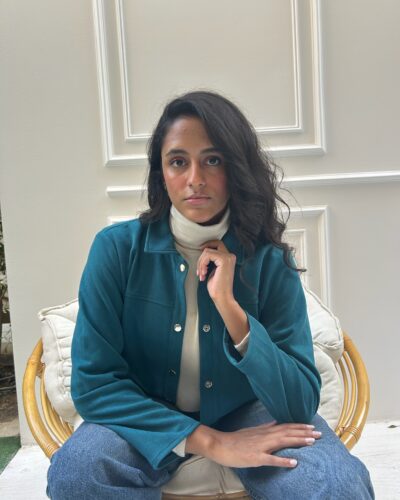 Suede Jacket in Oceanic Blue