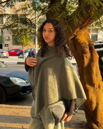 Wool Mohair Cape in Green