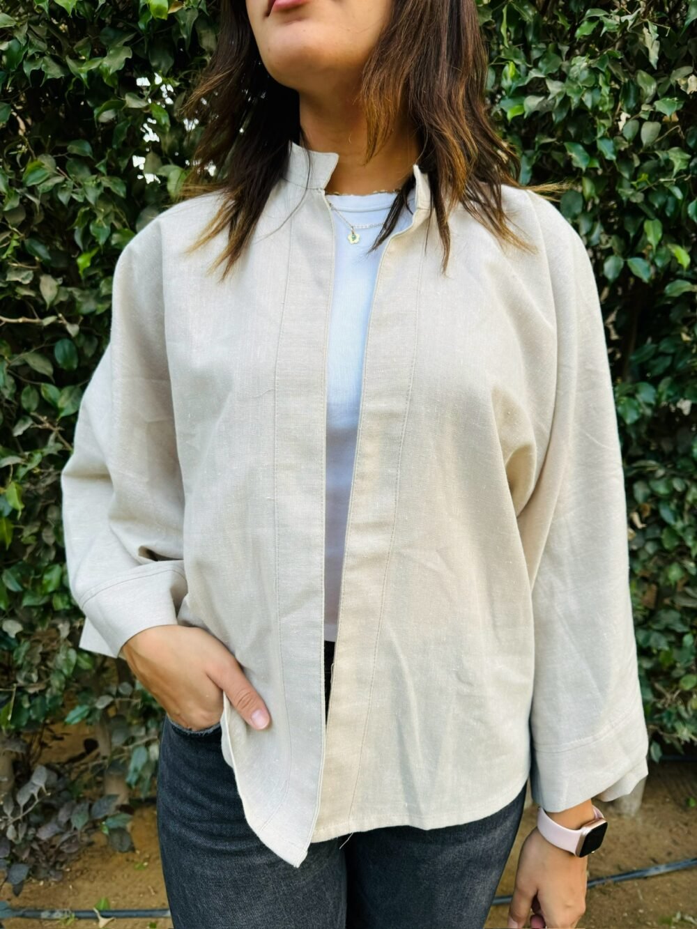 Dune Linen Kimono in Beige Kaki