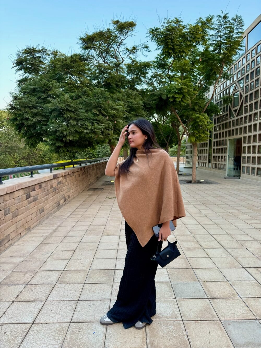 Wool Mohair Cape in Camel - Image 2