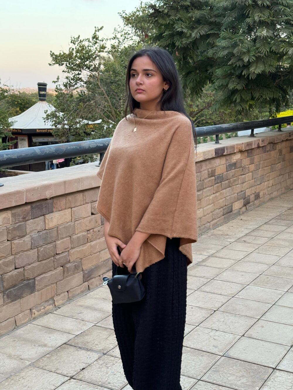 Wool Mohair Cape in Camel