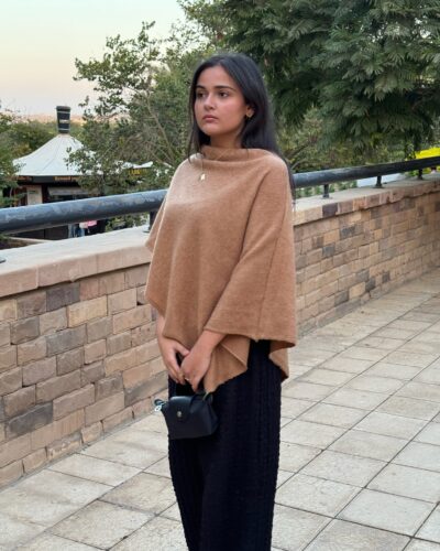 Wool Mohair Cape in Camel