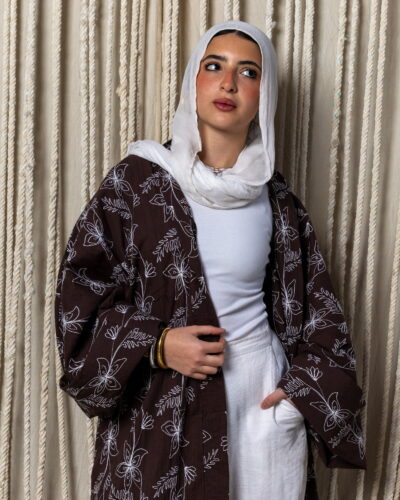 Embroidered Kimono Brown