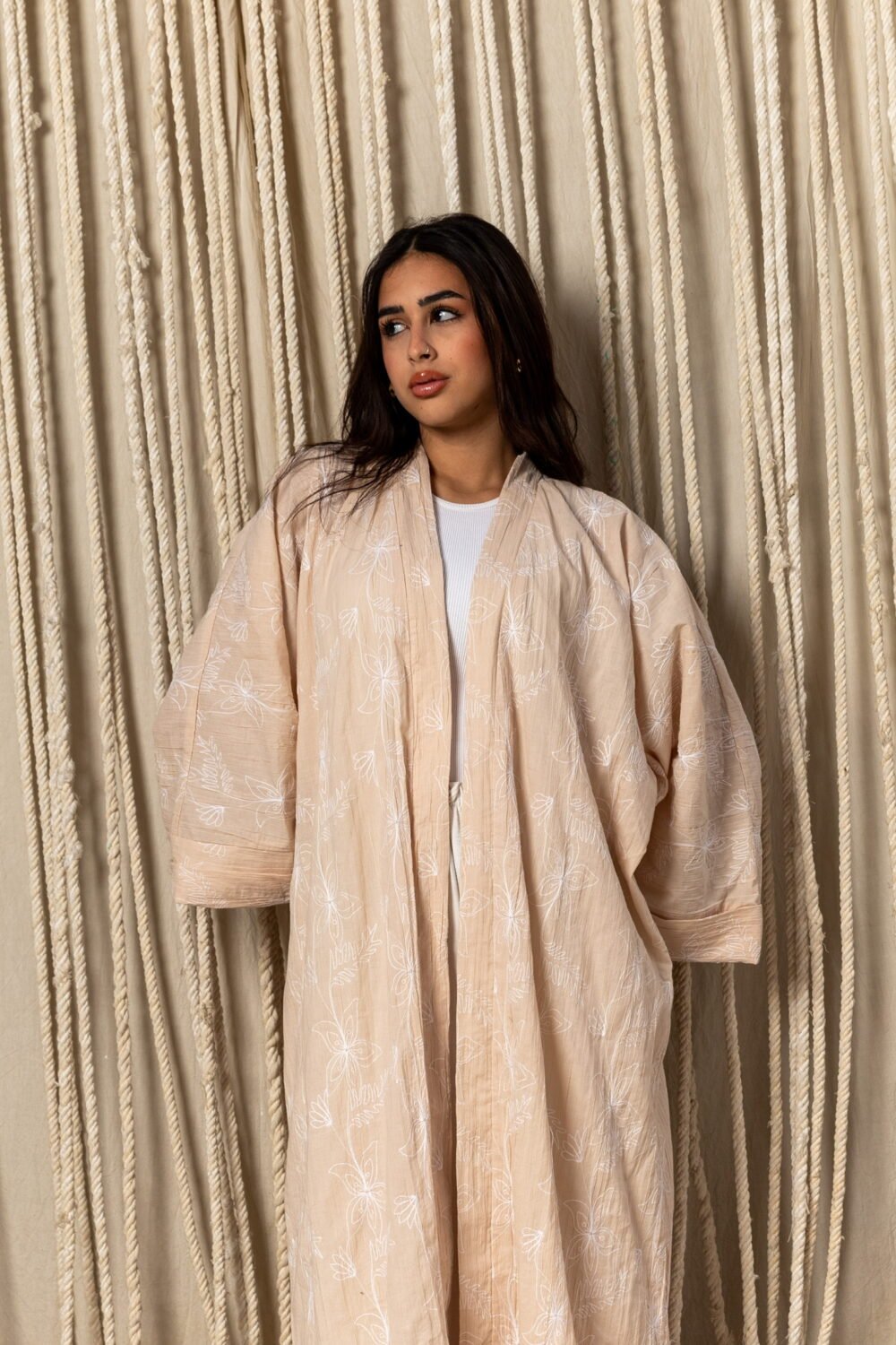 Peach Embroidered Kimono - Long - Image 3