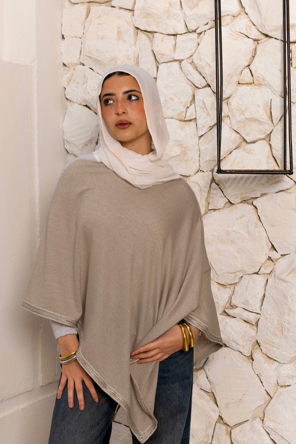 Moonlit Beige Cape (Viscose) - Image 4