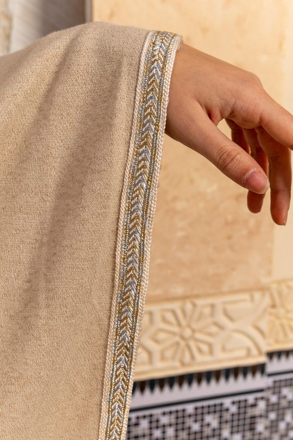 Moonlit Beige Cape (Viscose) - Image 5