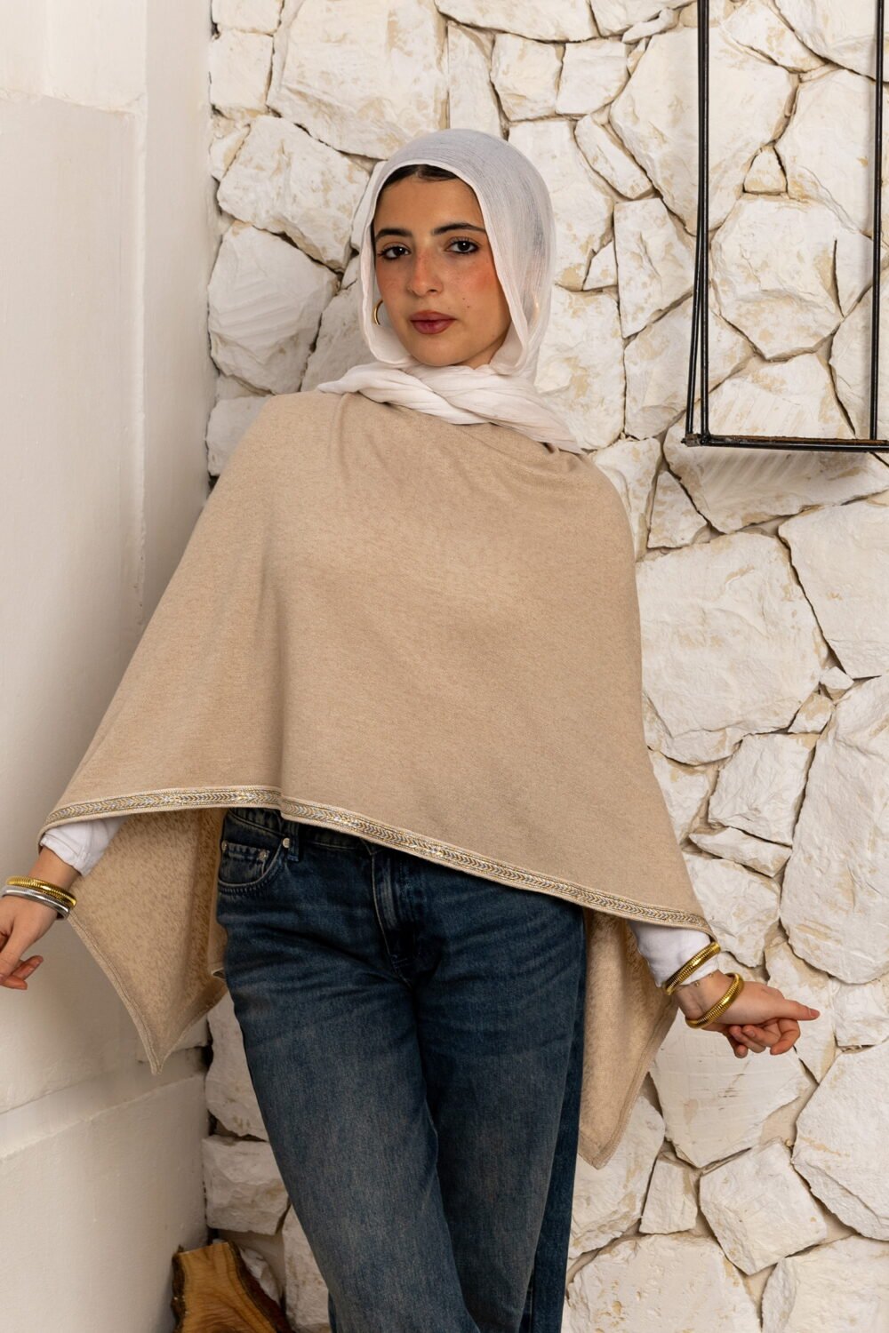 Moonlit Beige Cape (Viscose) - Image 2