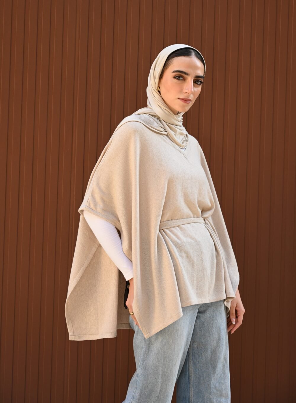 V Haze Poncho in Fine Viscose Mix - Image 5