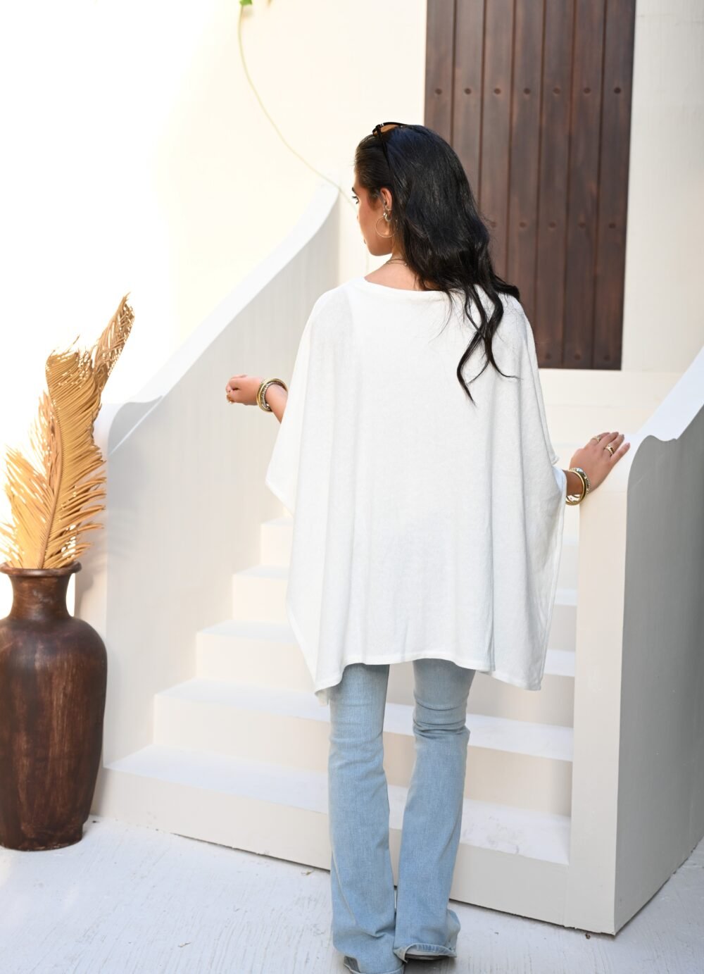 V Haze Poncho in Fine Viscose Mix - Image 2