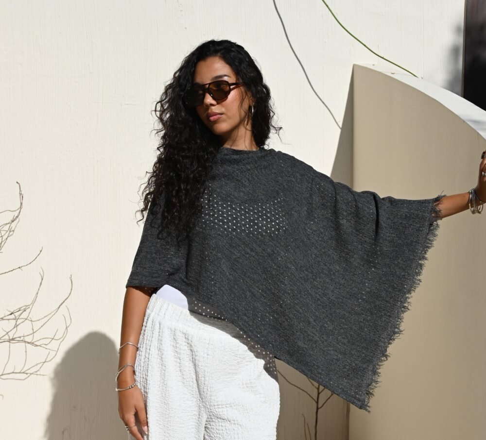 Ashbourne Grey Mesh Fall Cape