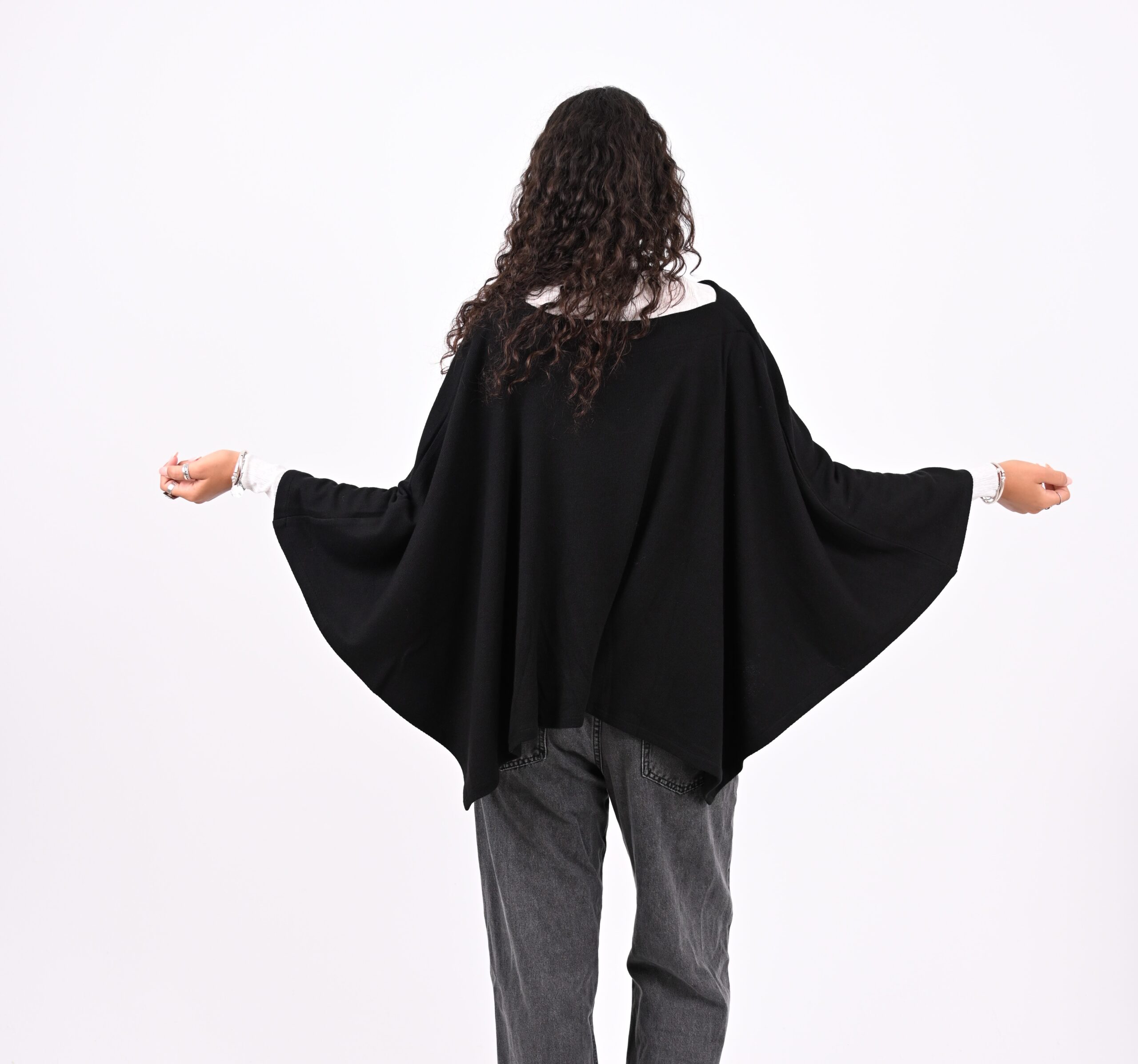 Haven V Poncho in Black - Image 3