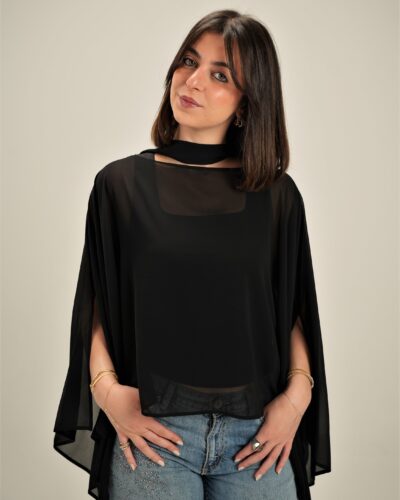 Luna Chiffon Poncho (with scarf belt)